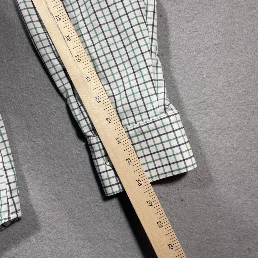 Mizzen+Main Leeward Collection Shirt XL Trim Fit Green Navy Check Performance - Picture 9 of 12